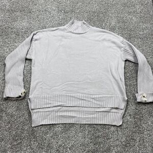 Anrabess Sweater Women's L Beige Oversized Turtleneck BOHO preppy drop back